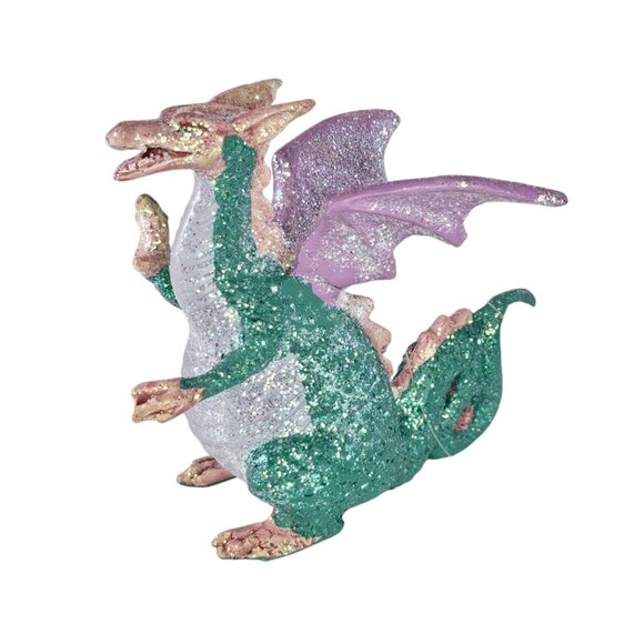 Vintage Silvestri Mythical Glitter Dragon Ornament Paper Mache - Picture 1 of 8